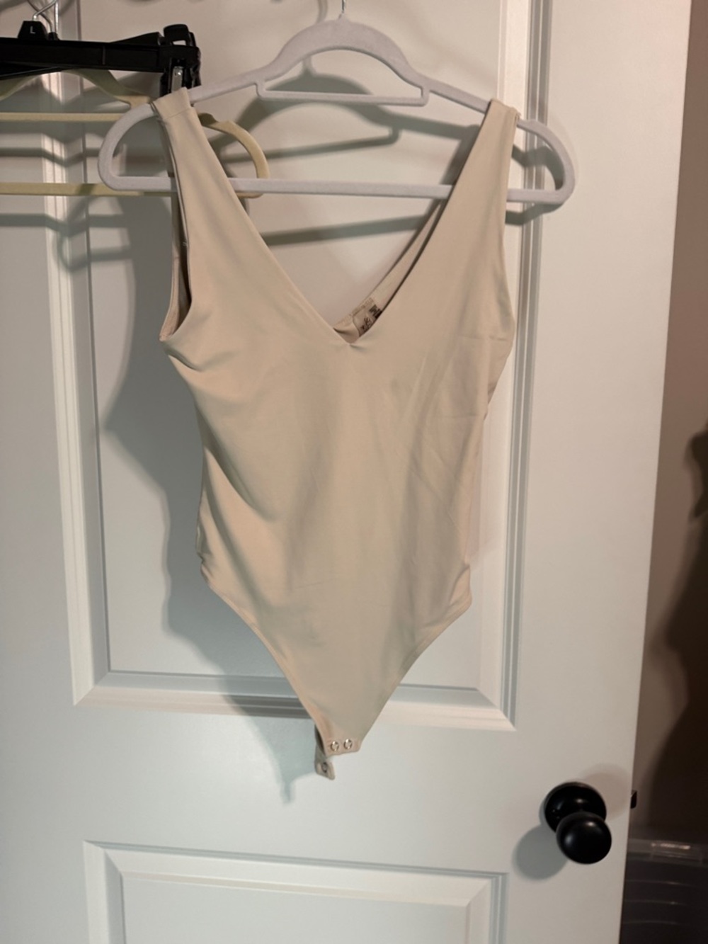 RD Style Second Skin Cream V-Neck Bodysuit